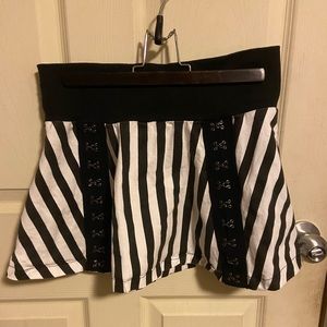 Black and white pinstriped skirt